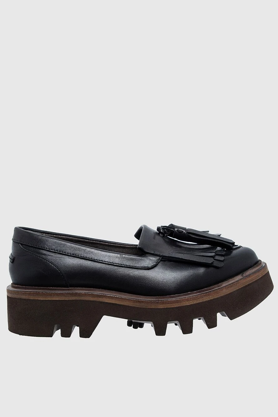 Brunello Cucinelli лоферы женские кожаные с бахромой черные 136586 - фото 1