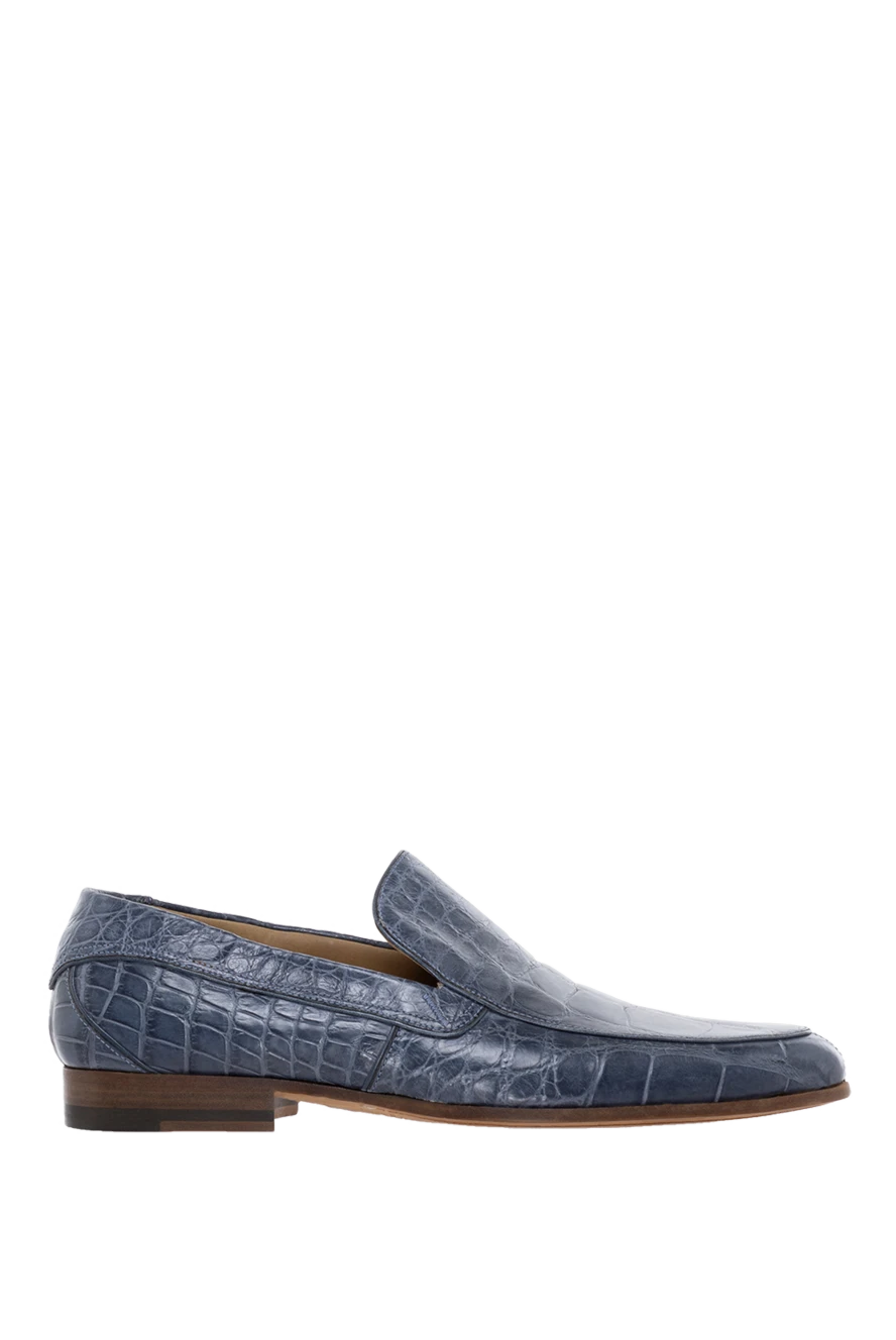 Tardini blue crocodile loafers with leather sole and hand polished 137380 - photo 1