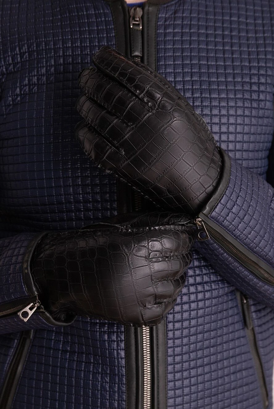 Vaccari чоловічі рукавички зі шкіри крокодила чорні чоловічі купити фото з цінами 138728 - фото 2