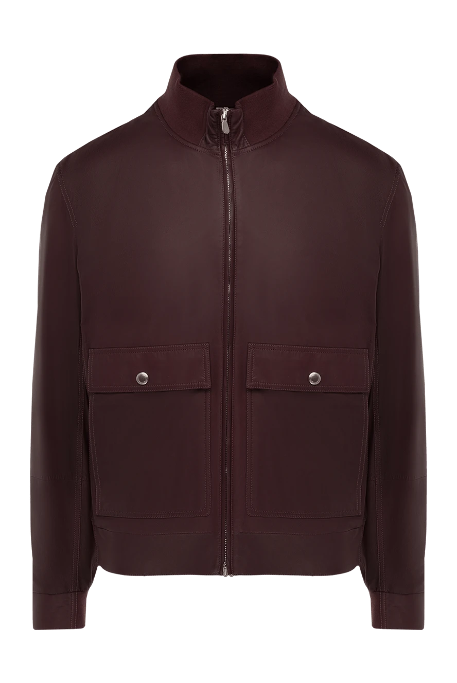 Burgundy leather jacket for men