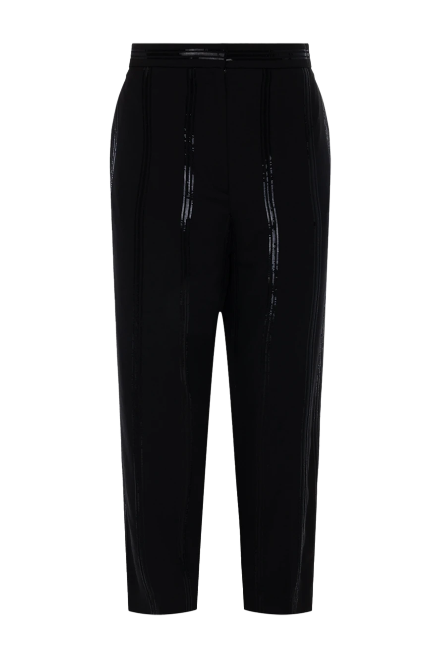 Brunello Cucinelli брюки женские шёлковые в блестящую полоску чёрные 138944 - фото 1