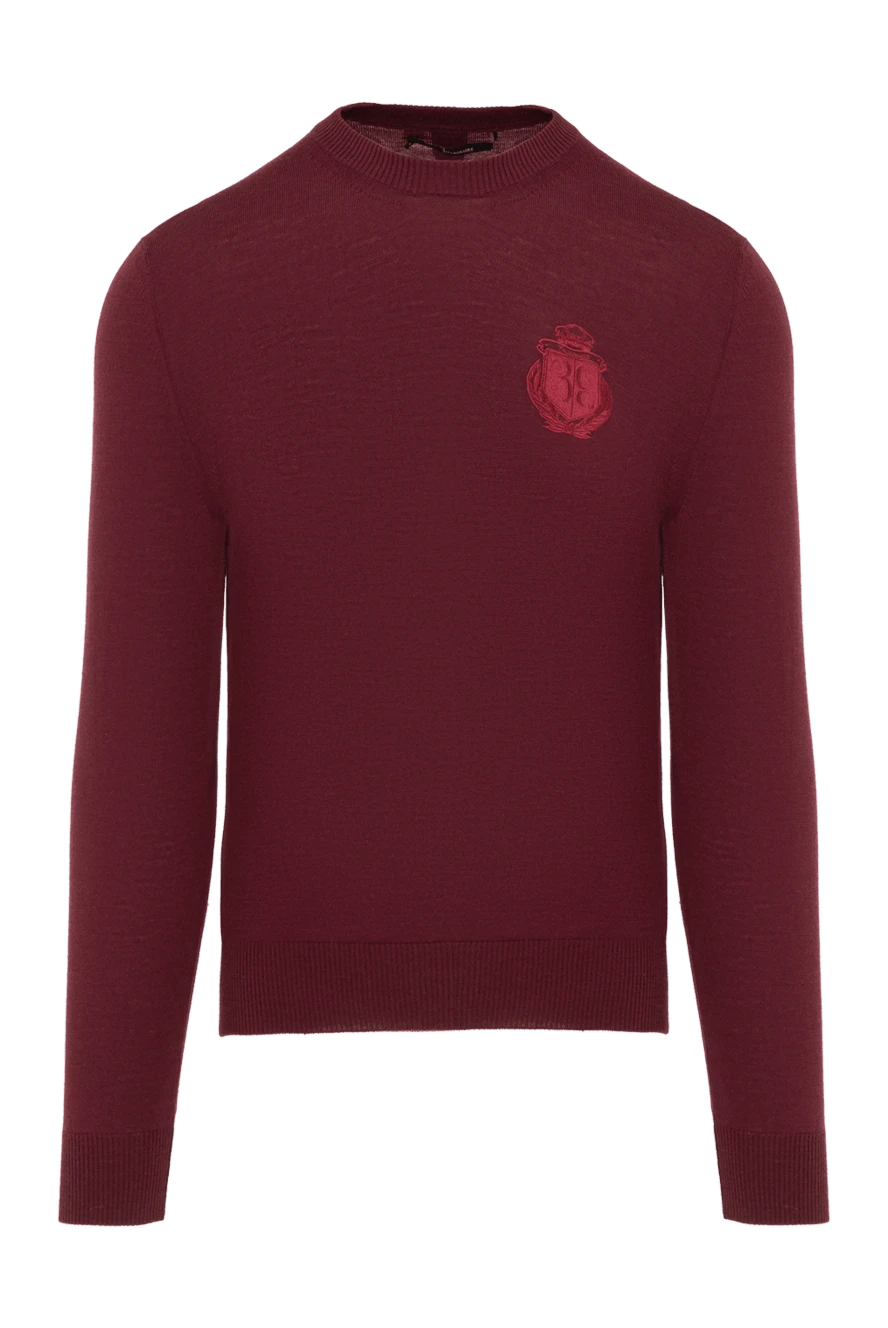 Billionaire джемпер шерстяной бордовый с вышитой эмблемой бренда мужской 139282 - фото 1