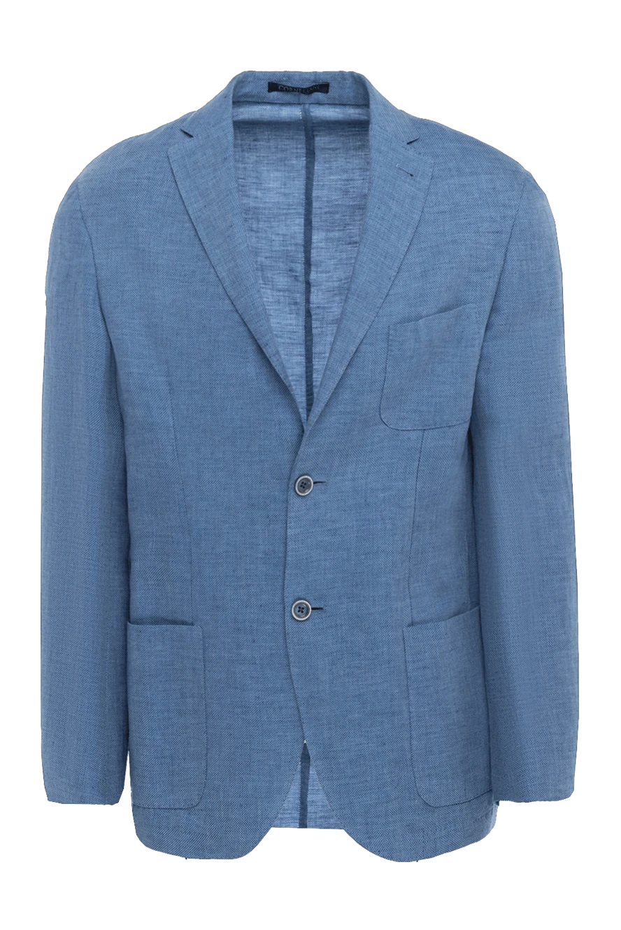 Corneliani мужские пиджак из льна и хлопка голубой мужской купить с ценами и фото 139382 - фото 1