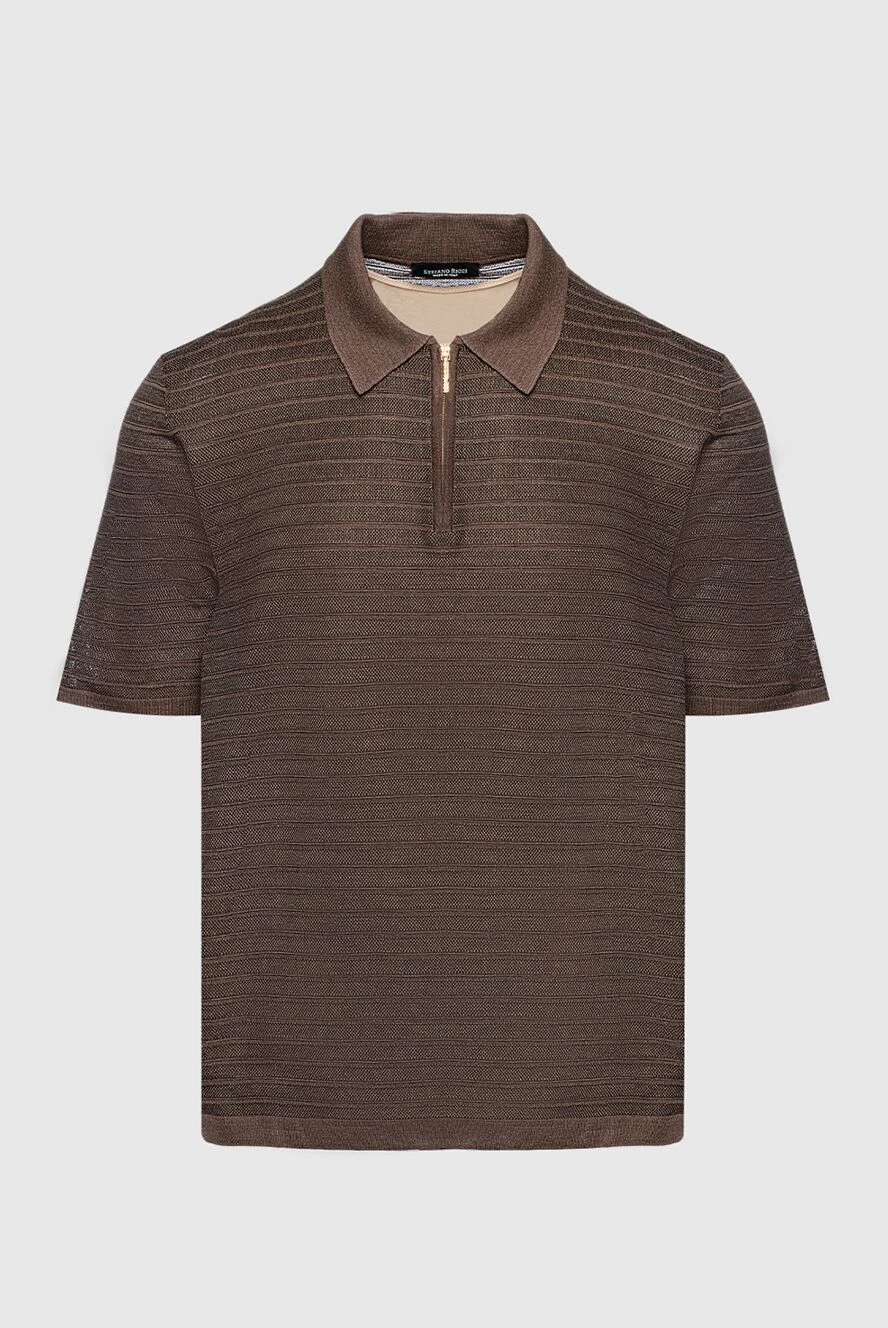Stefano Ricci brown silk polo shirt with horizontal stripes 140374 - photo 1