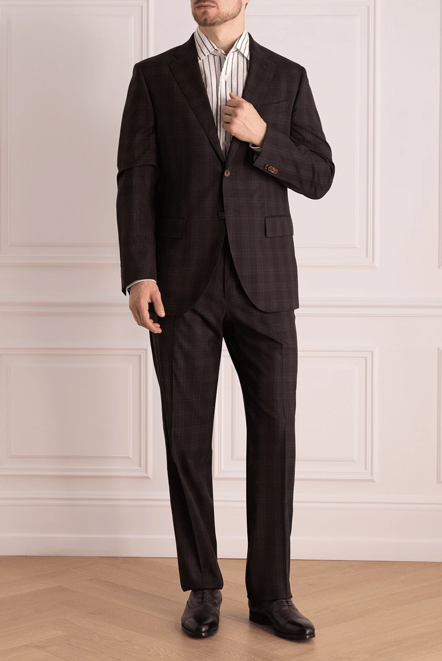 Lubiam man men's suit made of wool, silk and lycra, black buy with prices and photos 140551