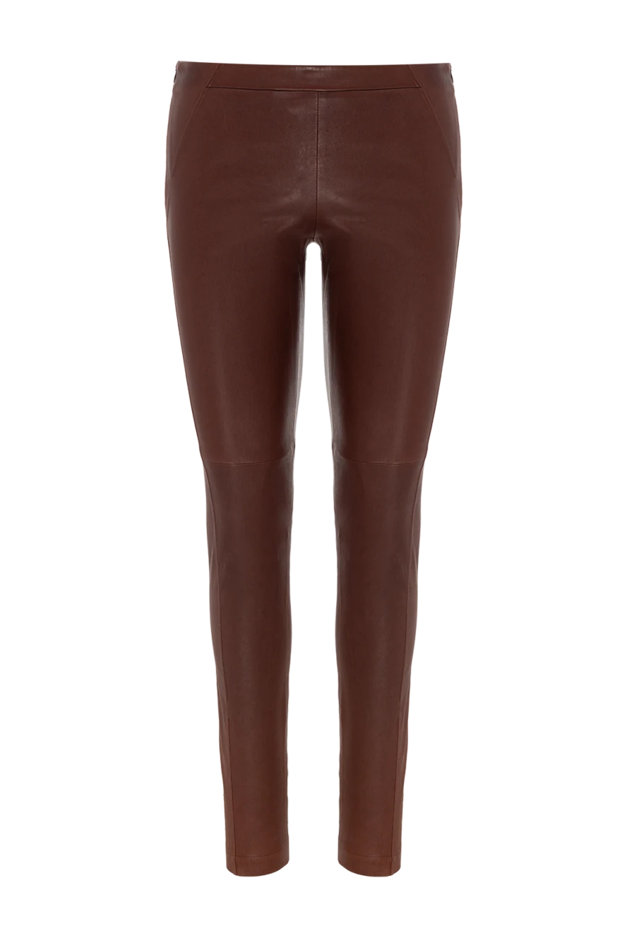 Brunello Cucinelli брюки из кожи бордовые женские 141226 - фото 1