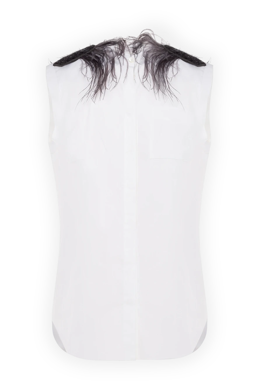 Brunello Cucinelli сорочка жіноча з чорним пір'ям біла 141259 - фото 1