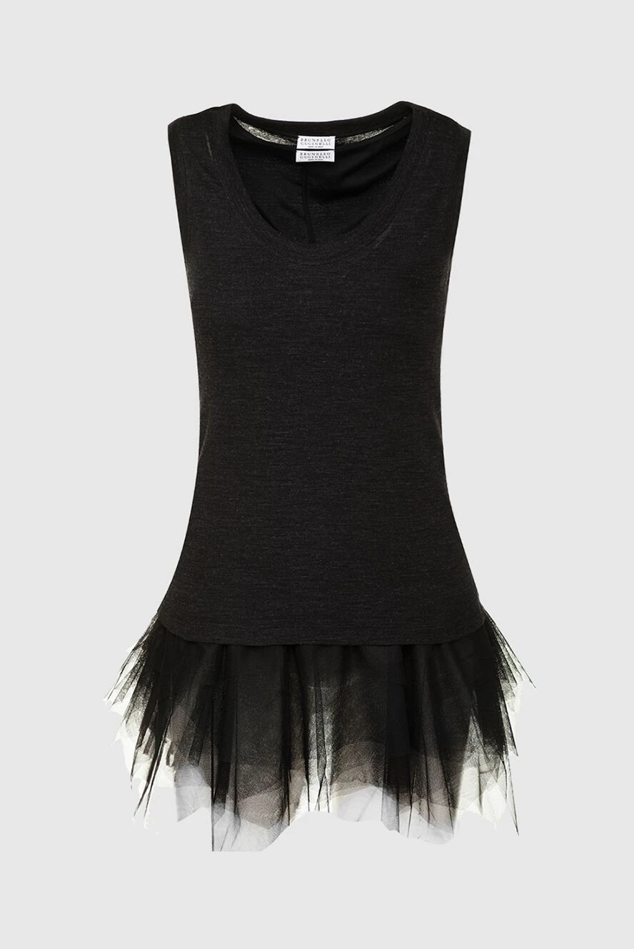 Brunello Cucinelli топ из шерсти черный женский 141320 - фото 1