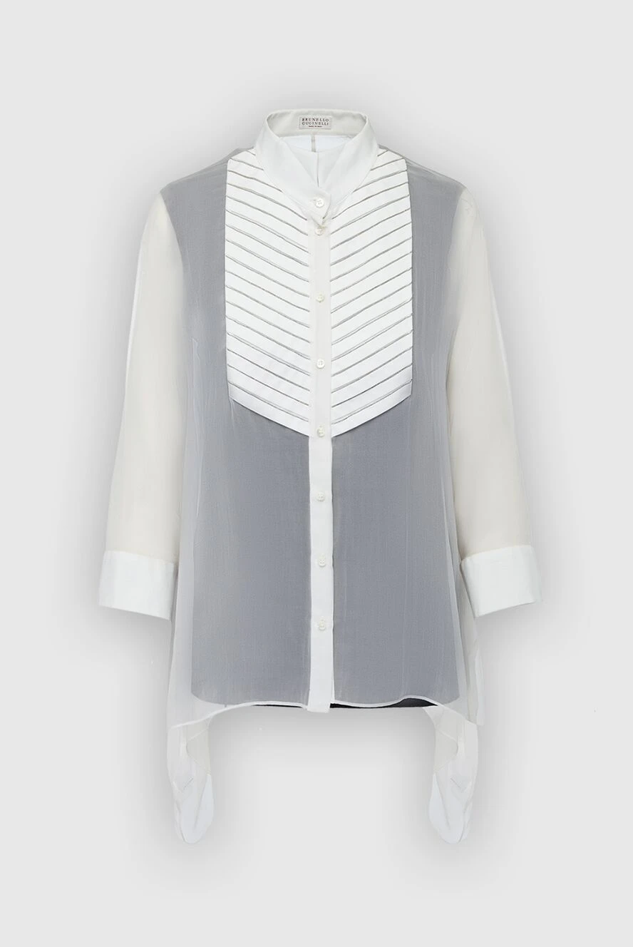Brunello Cucinelli блуза женская шелковая с асимметричным низом белая 141323 - фото 1