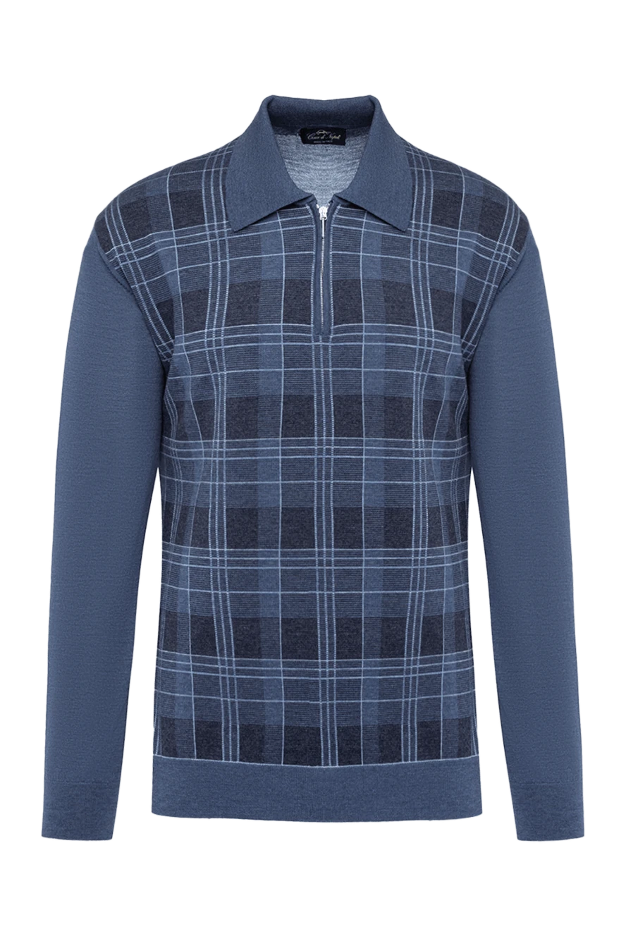 Cesare di Napoli man polo with long sleeves made of wool blue for men 141398 - photo 1