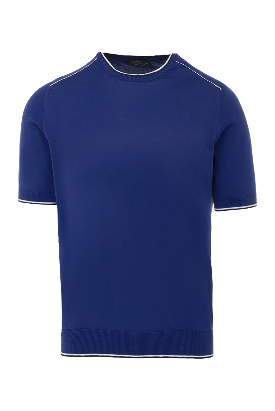 Cesare di Napoli мужские футболка из хлопка синяя мужская купить с ценами и фото 141472