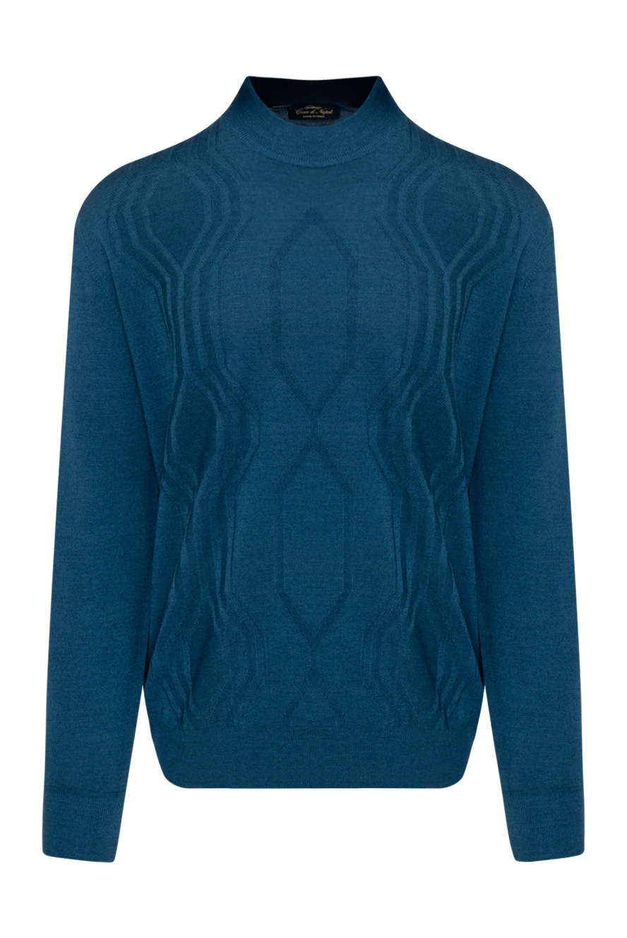 Cesare di Napoli man high-collar stand-up jumper made of wool and cashmere blue for men 141988 - photo 1