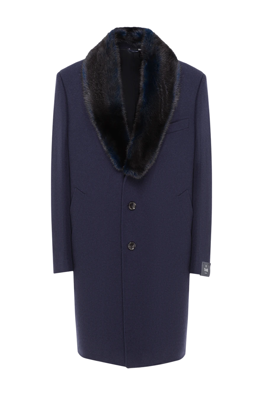 Tombolini пальто з вовни, нейлону та кашеміру синє чоловіче 142142 - фото 1