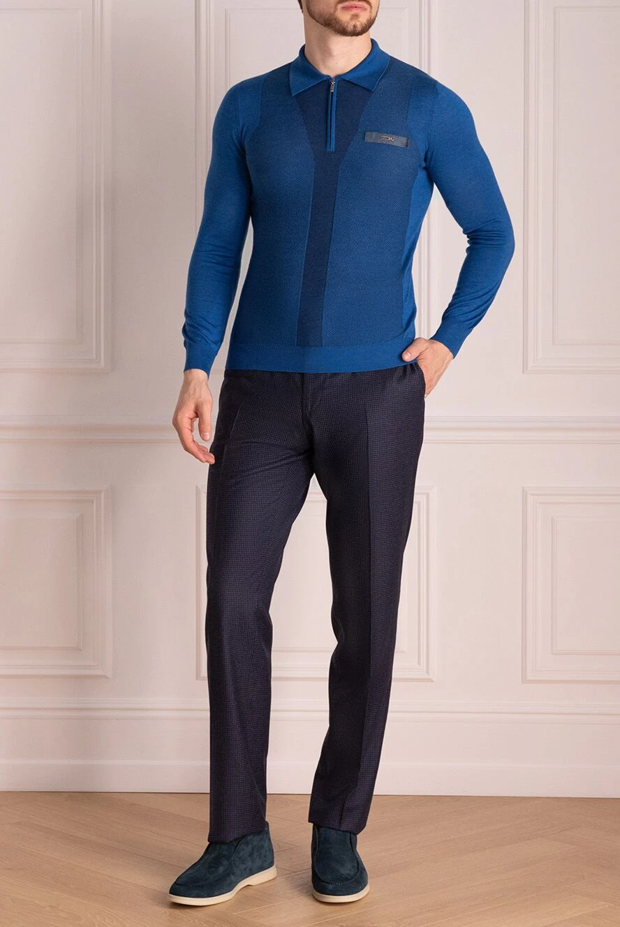 Cesare di Napoli мужские брюки из шерсти синие мужские купить с ценами и фото 142454 - фото 1