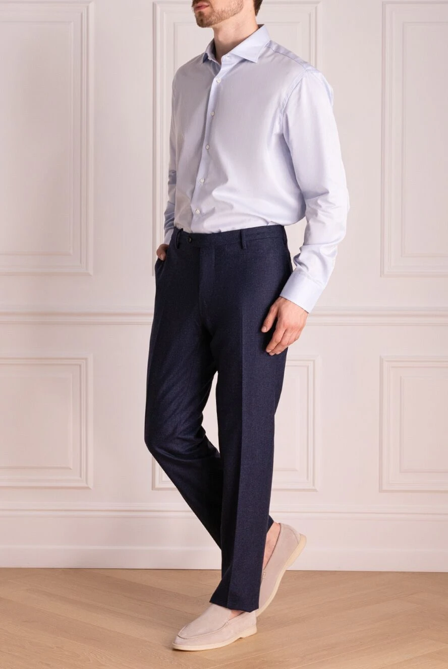Cesare di Napoli мужские брюки из шерсти синие мужские купить с ценами и фото 142460 - фото 1