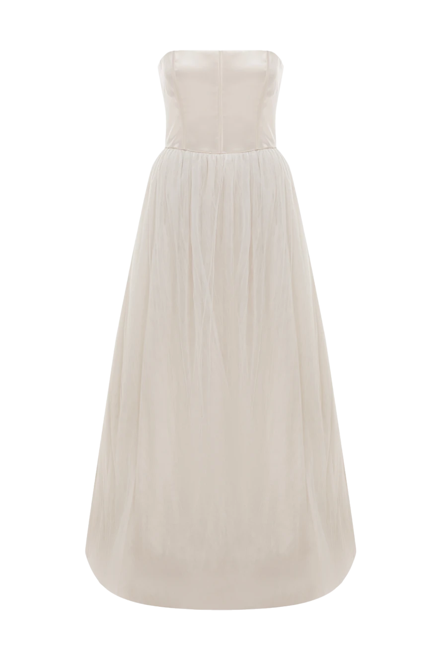 Brunello Cucinelli платье из шелка без бретелей с пышной фатиновой юбкой 143417 - фото 1