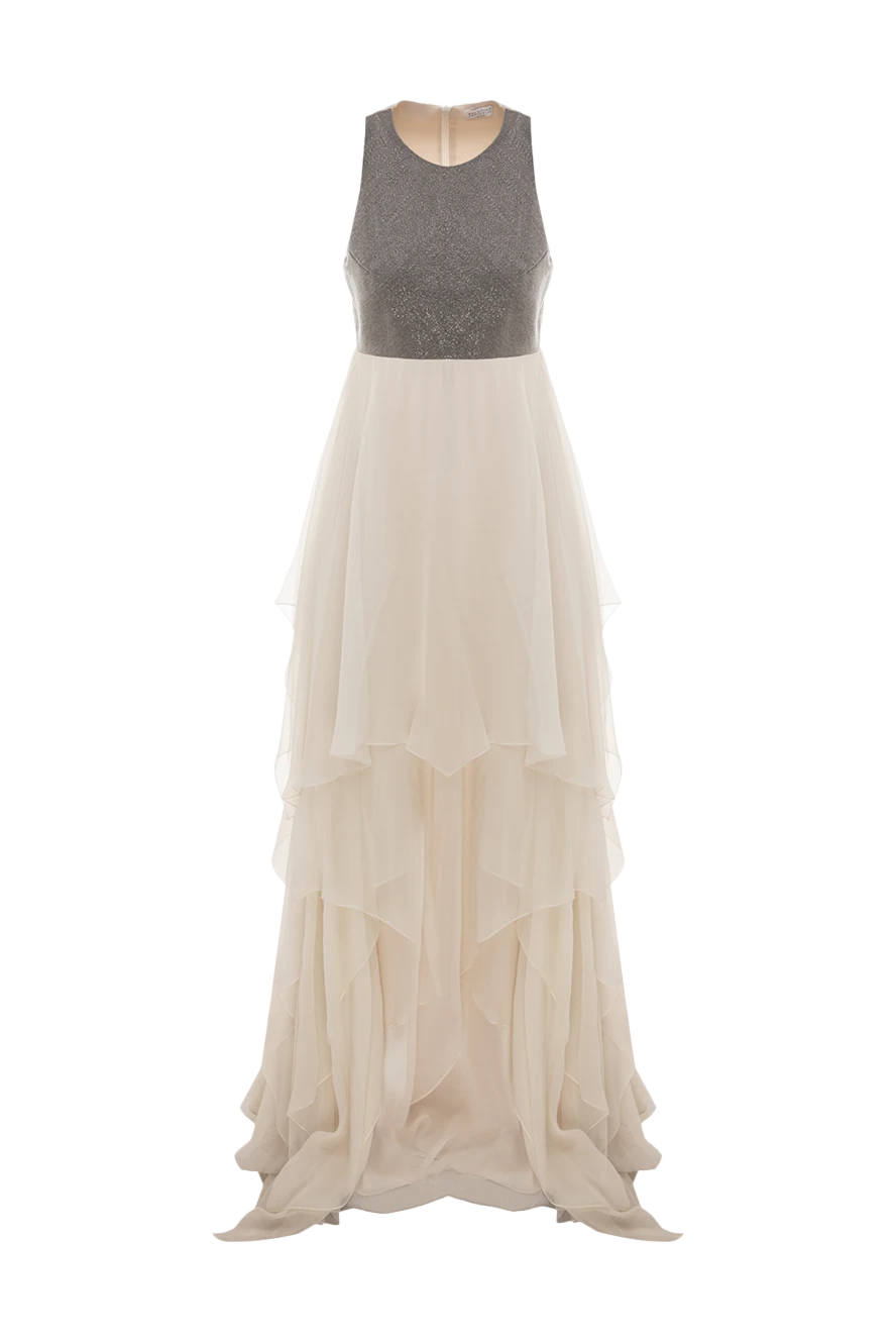 Brunello Cucinelli платье с серым лифом и каскадной юбкой из воздушного шифона 143422 - фото 1