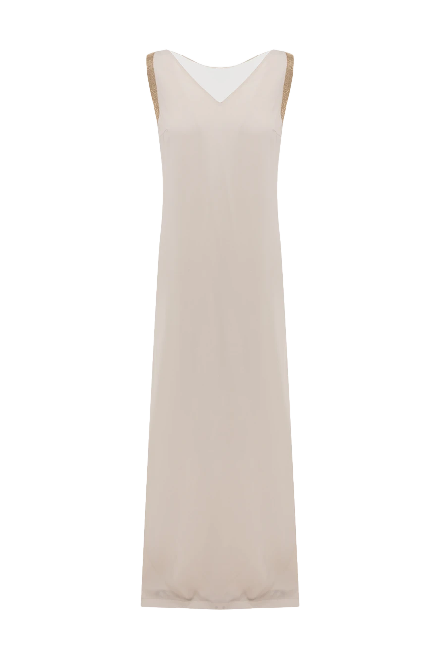 Brunello Cucinelli платье из шелка с легким шлейфом и декоративными вставками на плечах 143424 - фото 1