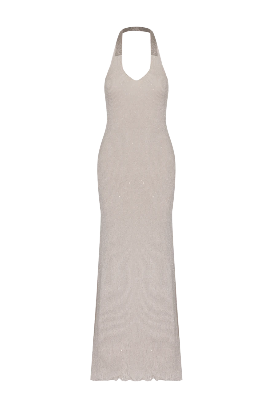 Brunello Cucinelli сукня з льону та шовку бежева жіноча 143438 - фото 1