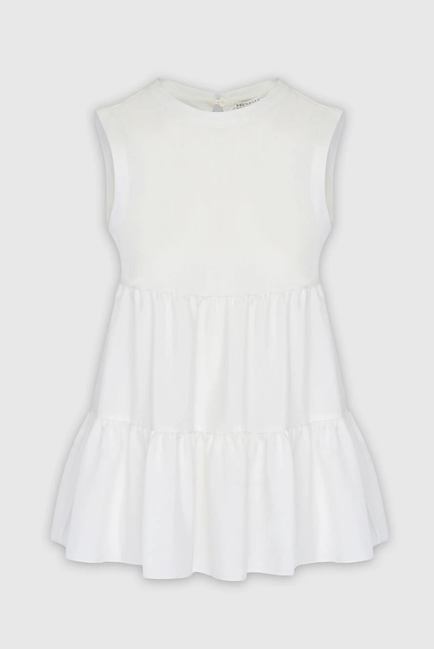 Brunello Cucinelli топ из хлопка и эластана белый женский 143444 - фото 1