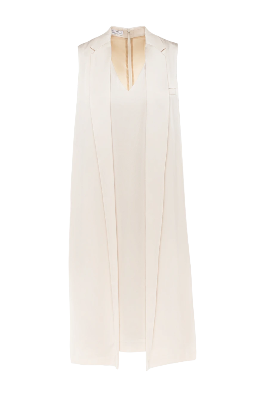 Brunello Cucinelli сукня з віскози та ацетату бежева жіноча 143505 - фото 1