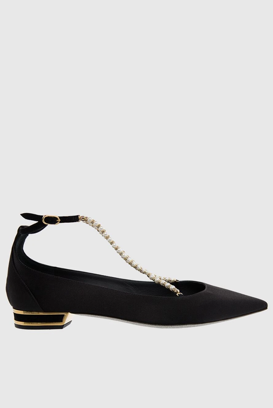 Rene Caovilla женские туфли из шелка черные женские купить с ценами и фото 143507 - фото 1