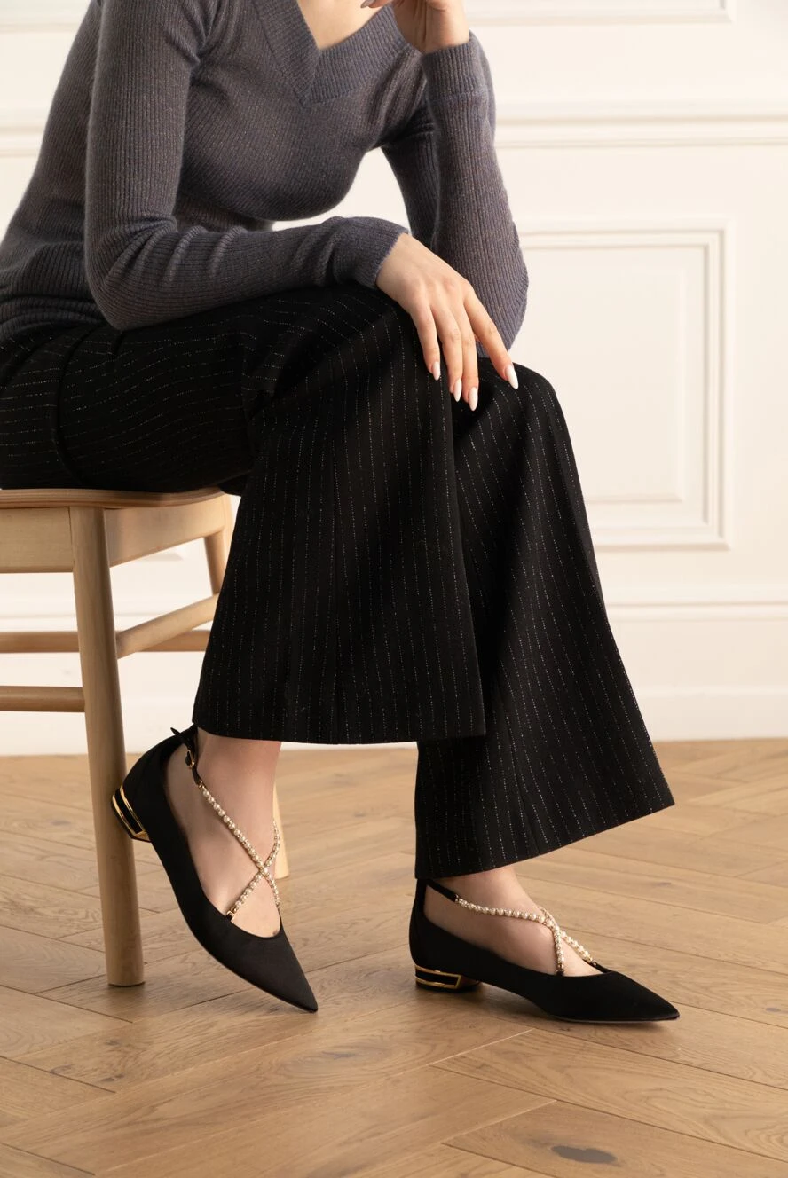 Rene Caovilla женские туфли из шелка черные женские купить с ценами и фото 143507 - фото 2