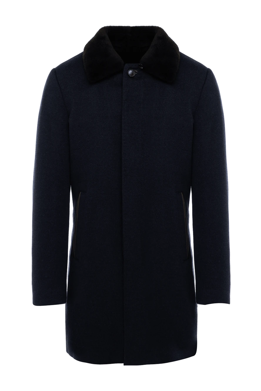 Gallotti мужские пальто из кашемира и меха синее мужское купить с ценами и фото 143622