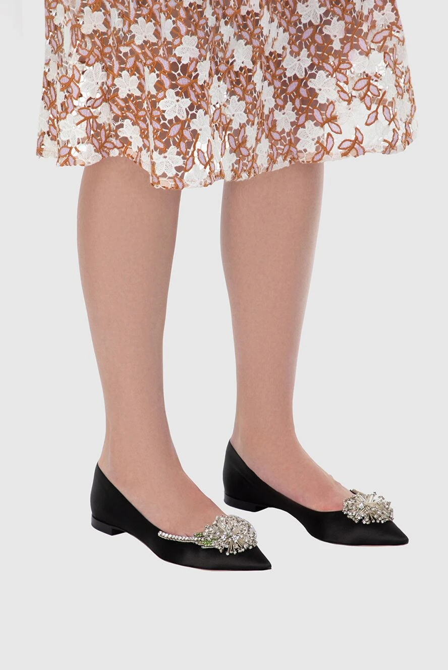 Rochas женские туфли из вискозы и шелка черные женские купить с ценами и фото 144061 - фото 2