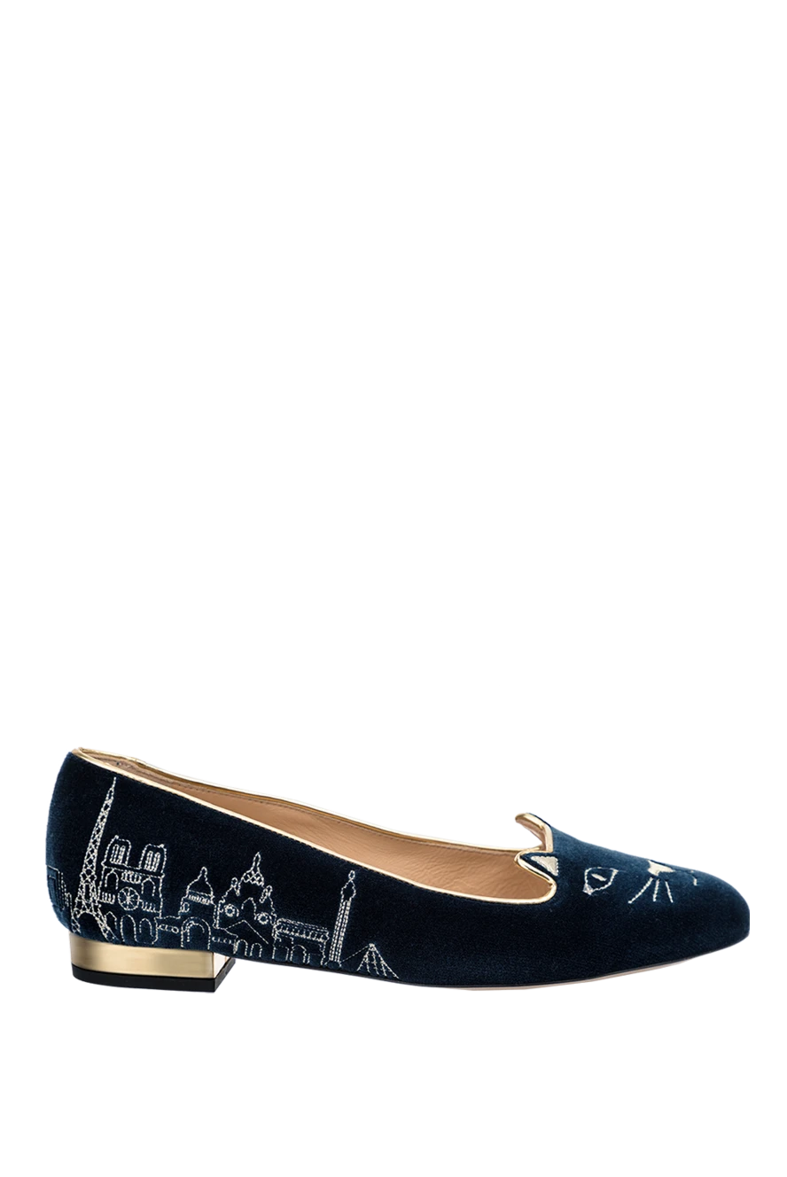Charlotte Olympia женские туфли из хлопка и кожи синие женские купить с ценами и фото 144069 - фото 1