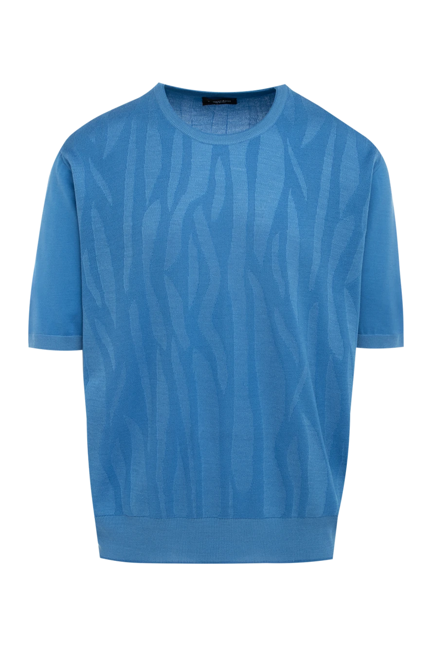 Stefano Ricci джемпер с коротким рукавом из шелка голубой мужской 144663 - фото 1