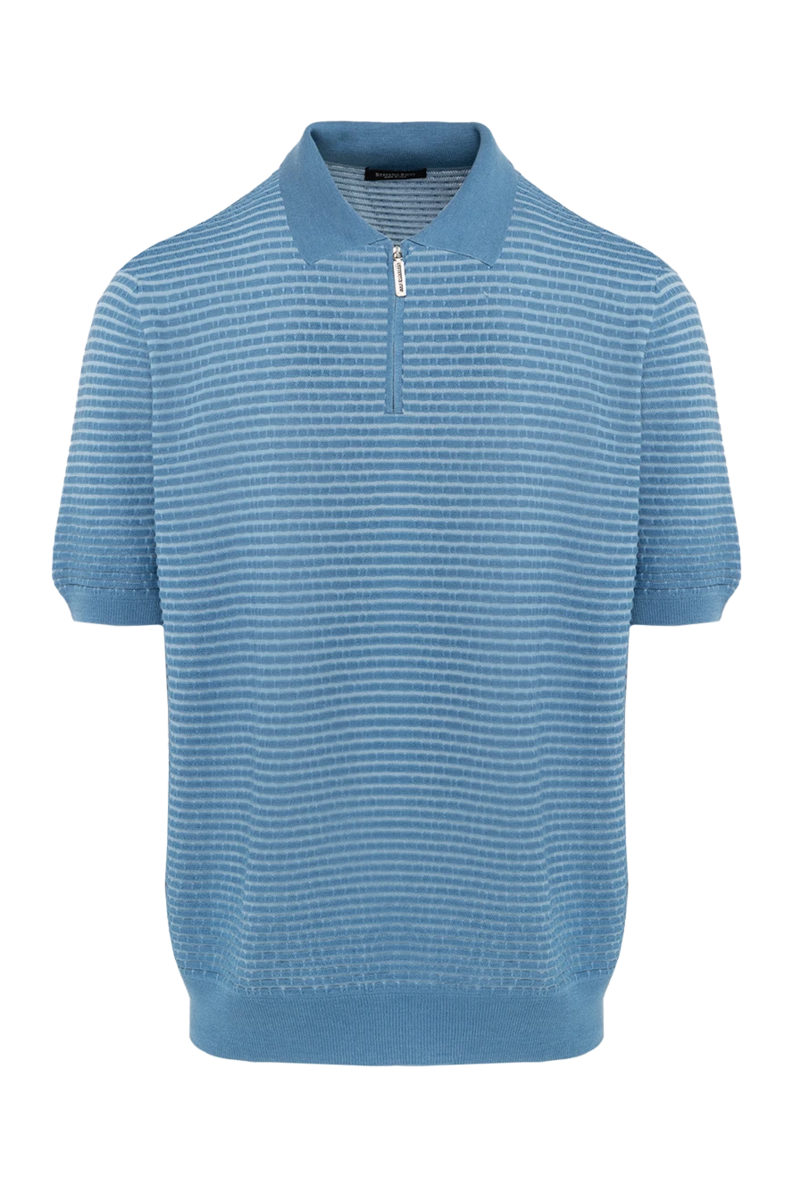 Stefano Ricci polo shirt made of silk, cotton and linen blue for men 144676 - photo 1
