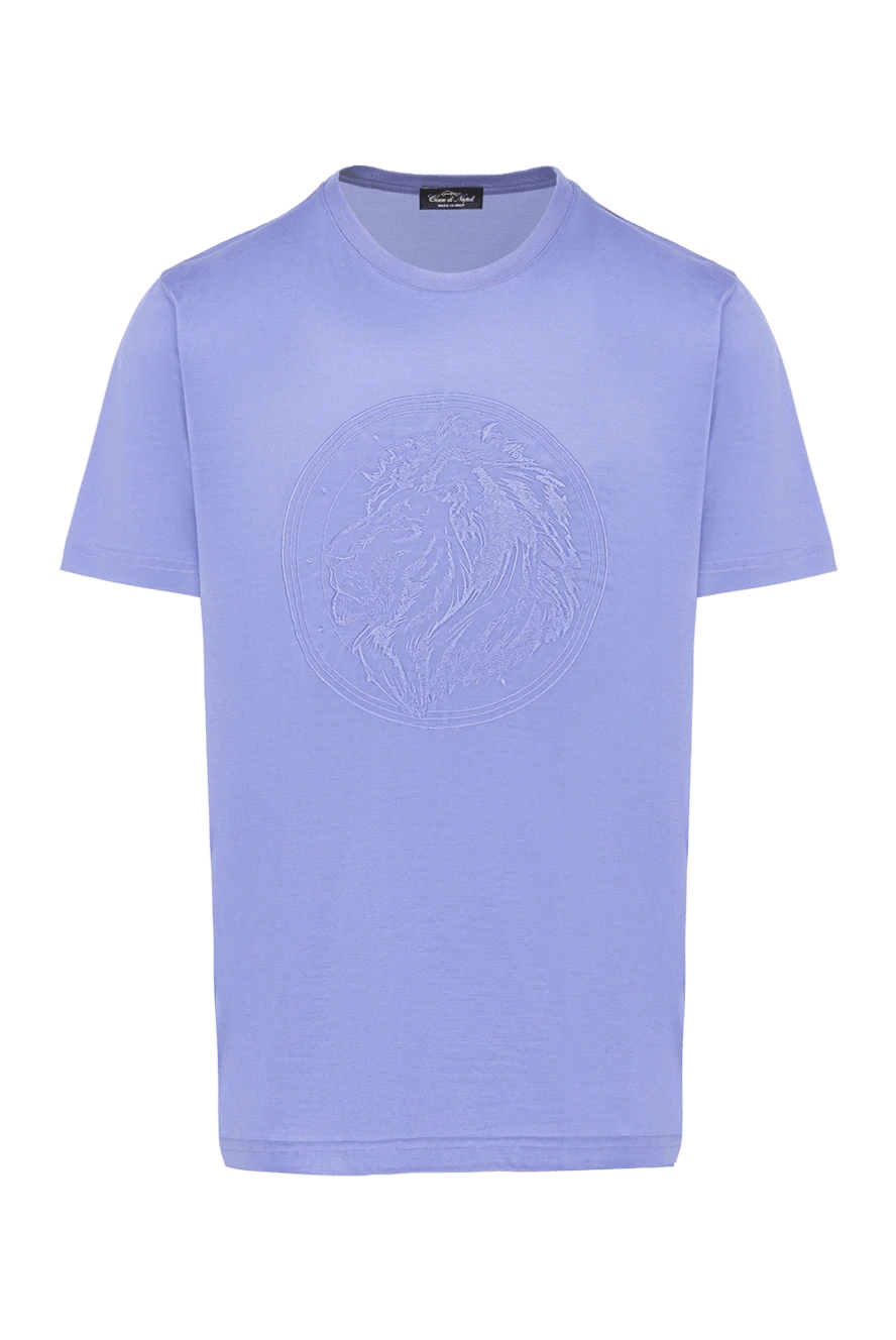 Cesare di Napoli lilac t-shirt with embossed lion emblem made of smooth jersey 195567 - photo 1