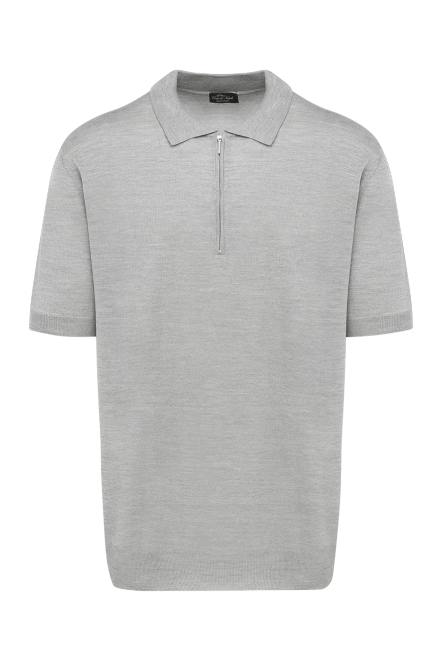 Cesare di Napoli поло шелковое серое на молнии мужское 145425 - фото 1