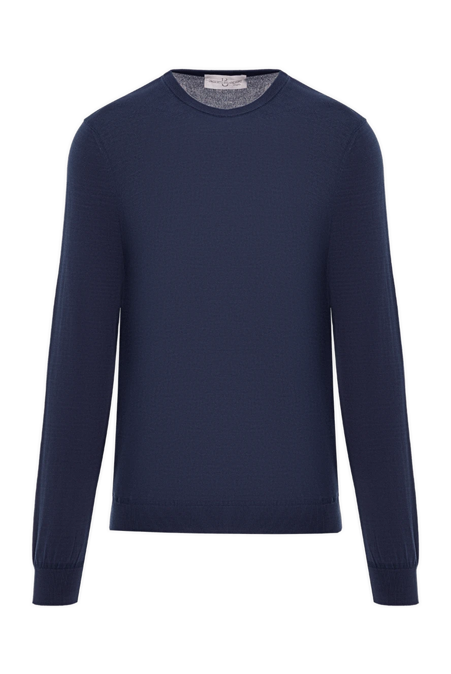 Bilancioni джемпер із бавовни чоловічий синій тонкий з круглим вирізом 146765 - фото 1