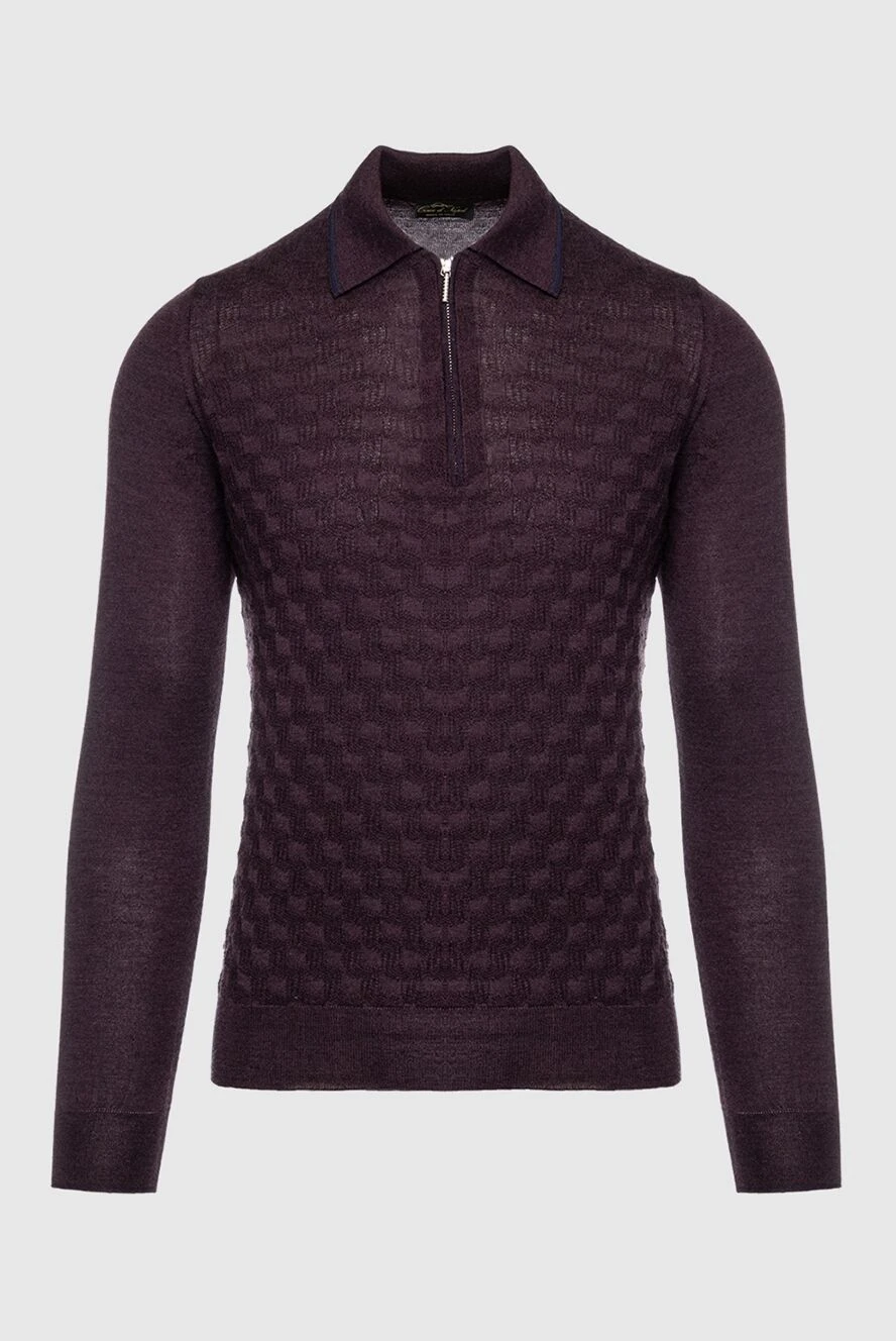 Cesare di Napoli man long sleeve polo in silk and cashmere violet for men buy with prices and photos 147209 - photo 1