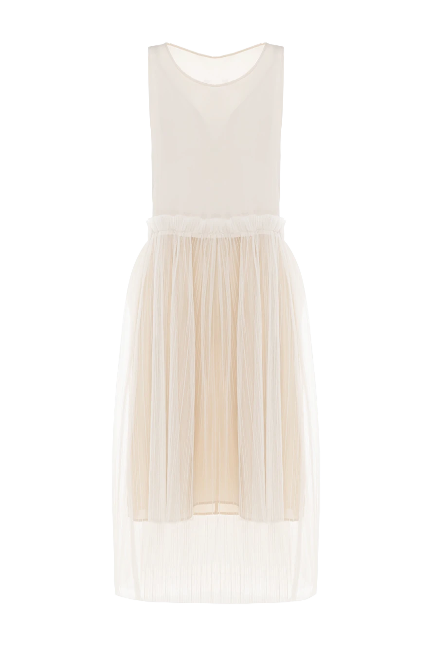 Brunello Cucinelli women's beige cashmere dress with a pleated skirt 147244 - photo 1