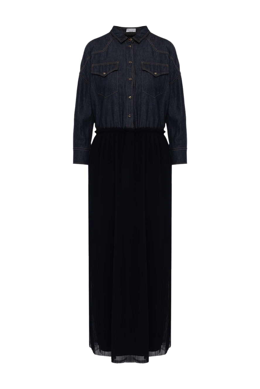 Brunello Cucinelli платье с джинсовым верхом и плиссированной юбкой макси 147245 - фото 1
