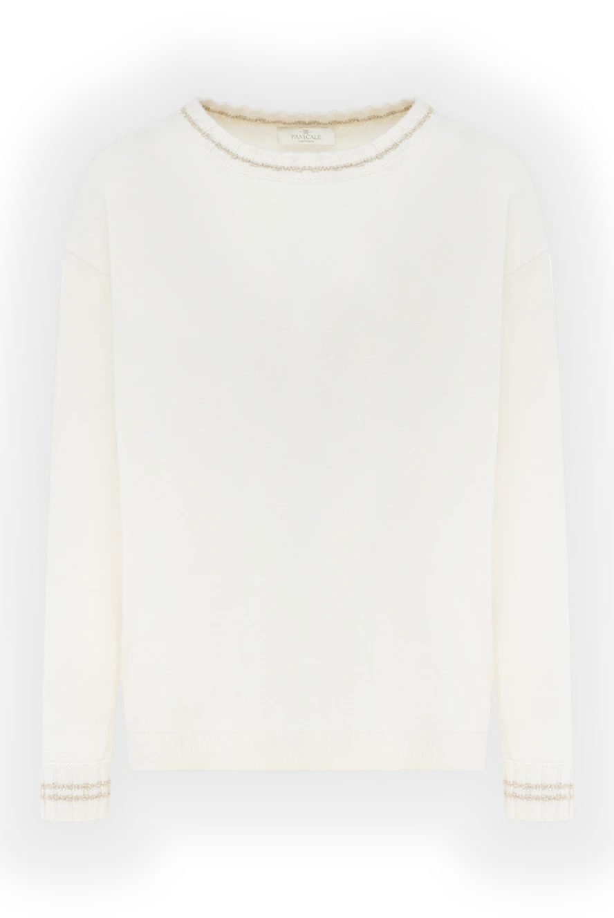 Panicale white womens jumper with decorative stripes on the cuffs and neckline 147532 - photo 1