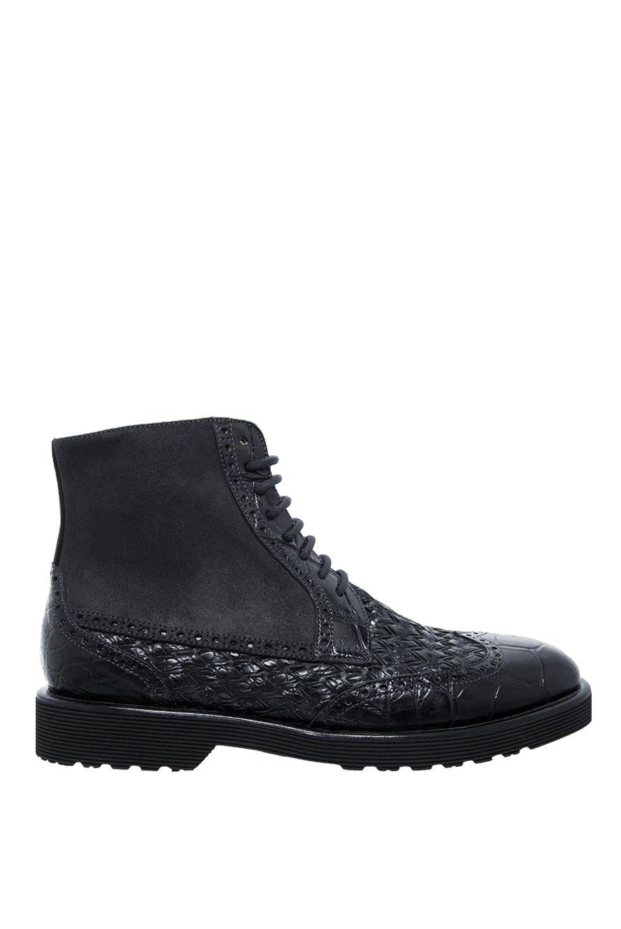 Tardini мужские мужские ботинки из кожи и кожи аллигатора черные купить с ценами и фото 147552 - фото 1