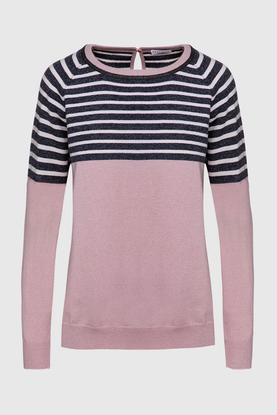 Brunello Cucinelli pink and gray striped knit jumper 147813 - photo 1