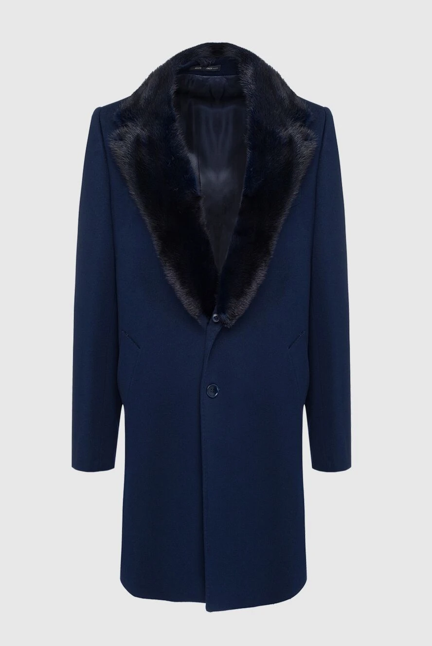 Cesare di Napoli man blue wool and mink coat for men buy with prices and photos 149198