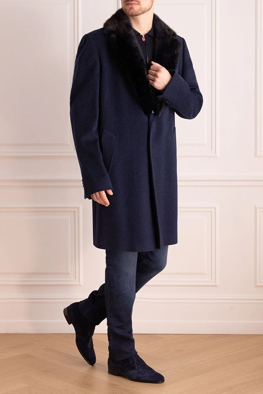 Cesare di Napoli мужские пальто из шерсти и норки синее мужское купить с ценами и фото 149198 - фото 2