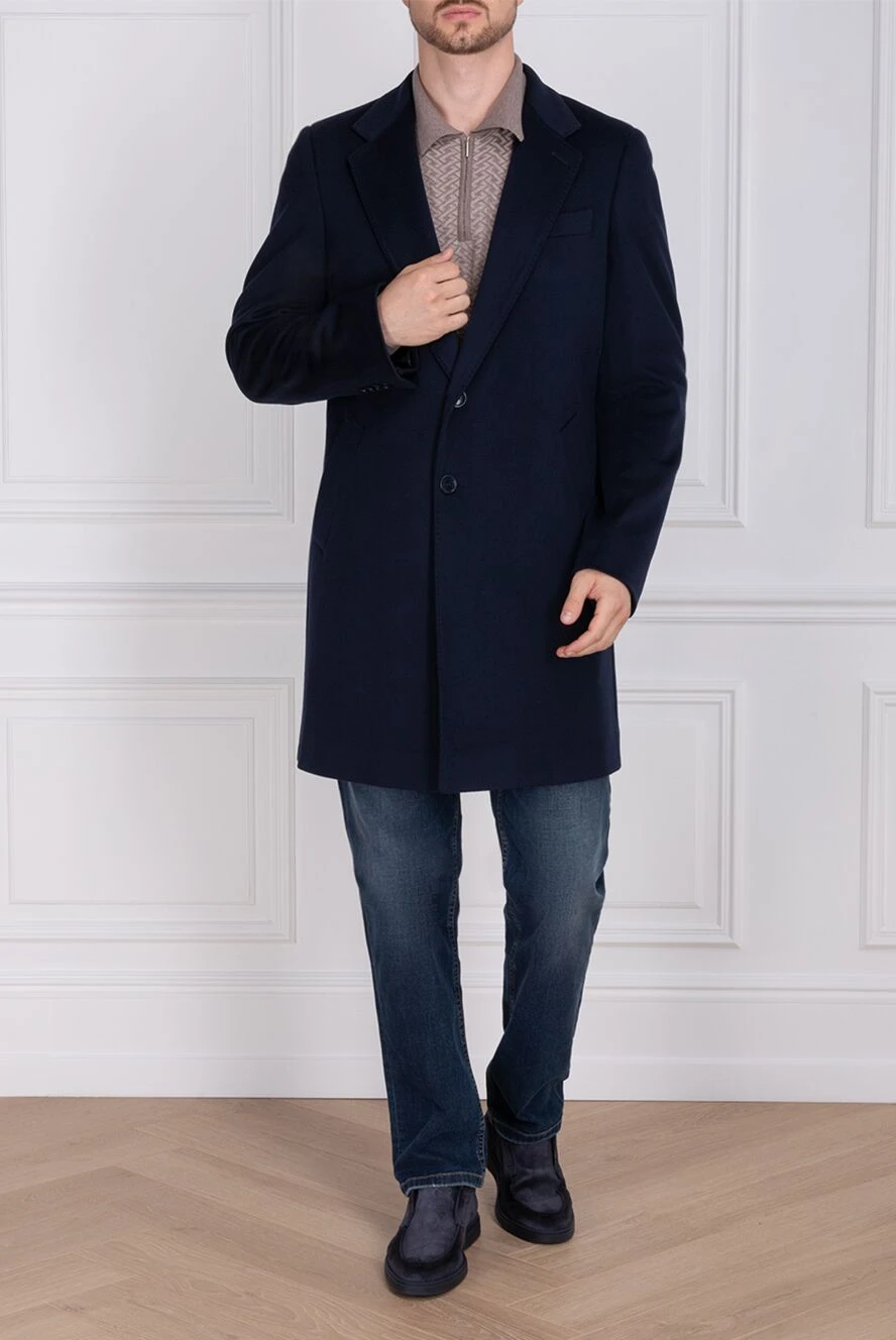 Cesare di Napoli мужские пальто из шерсти синее мужское купить с ценами и фото 149199