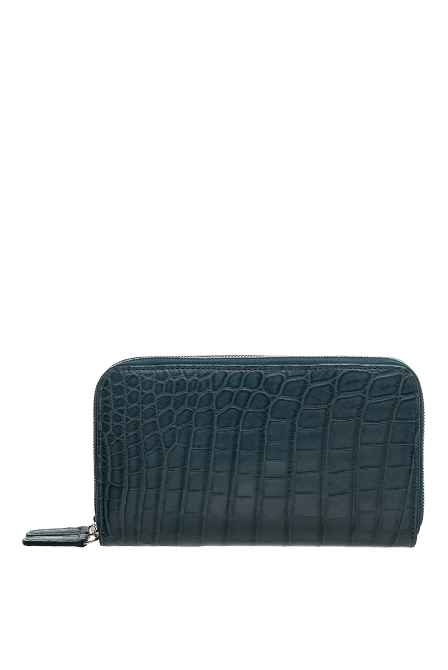 Cesare di Napoli man men's alligator leather clutch bag blue 149267 - photo 1