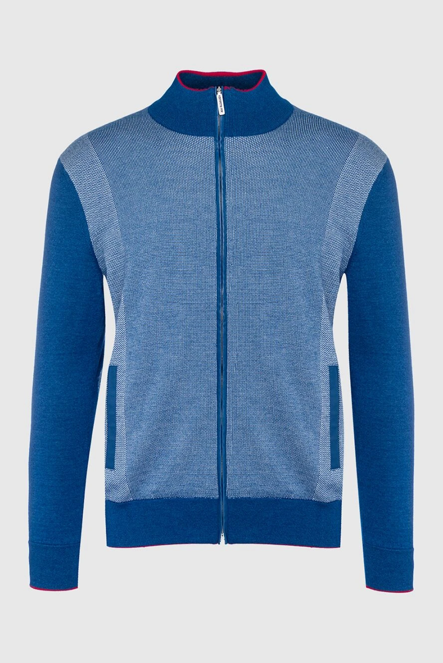 Stefano Ricci кардиган мужской из кашемира и шелка синий 149574 - фото 1