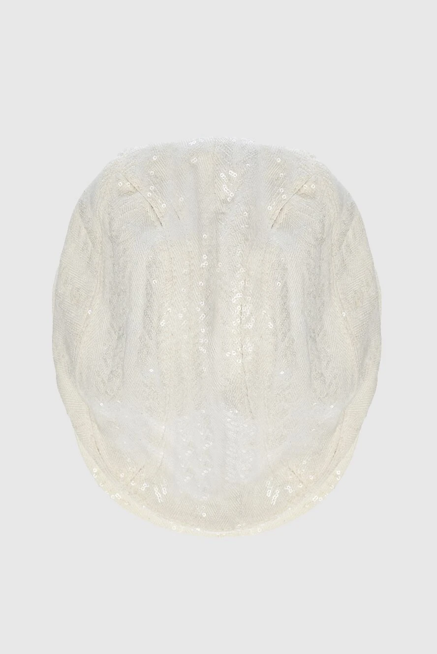 Brunello Cucinelli кепка біла жіноча плоска зі вшитим бісером 150306 - фото 1