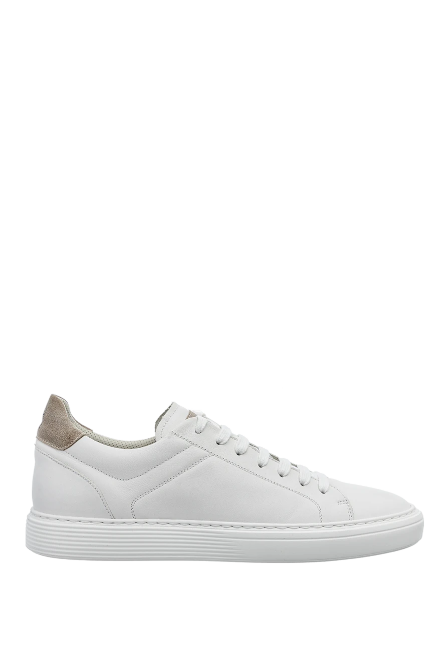 Brunello Cucinelli white leather snickers for men 150331 - photo 1