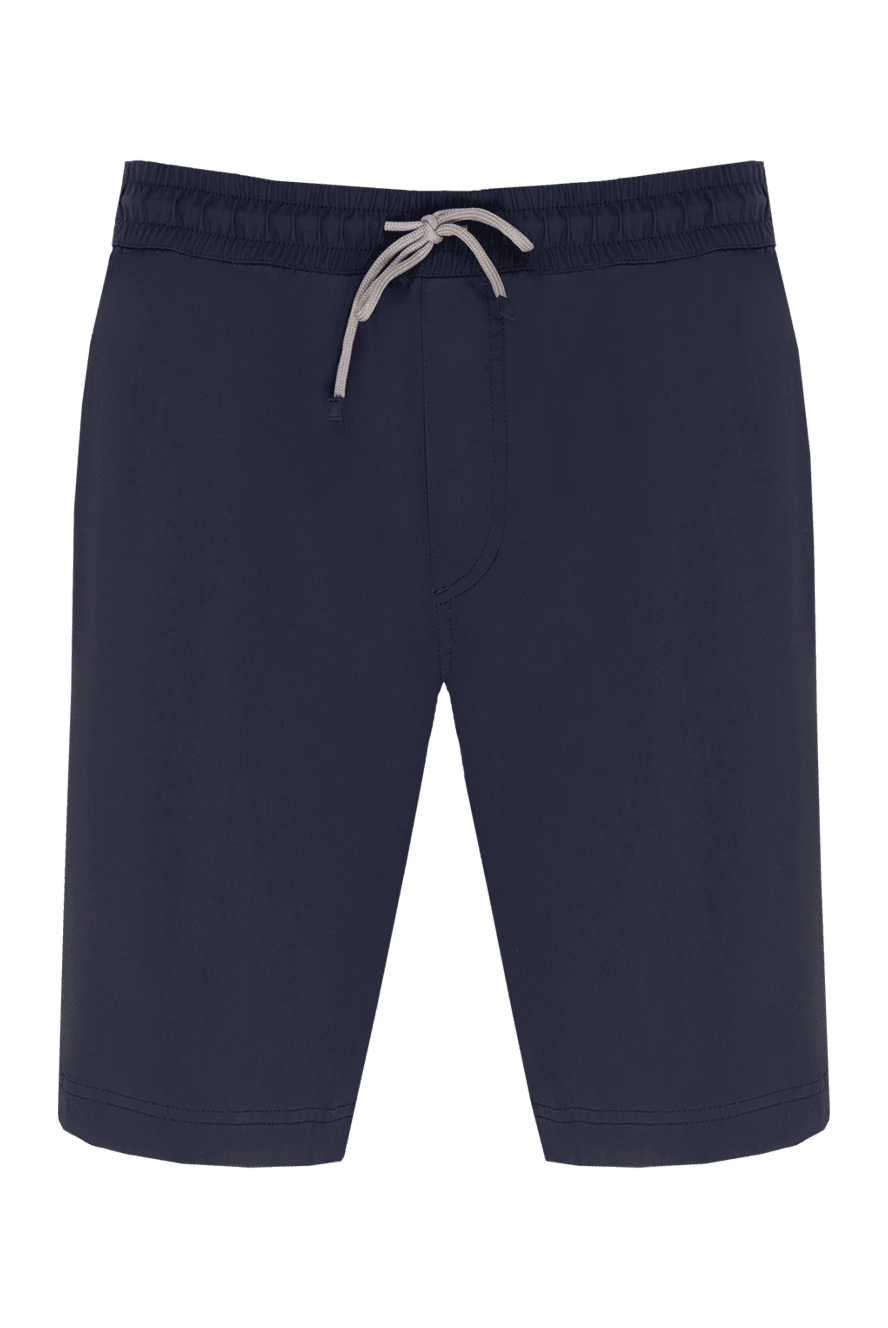 Brunello Cucinelli шорти сині з тонкої мікрофібри з куліскою та задньою кишенею на блискавці 150370 - фото 1