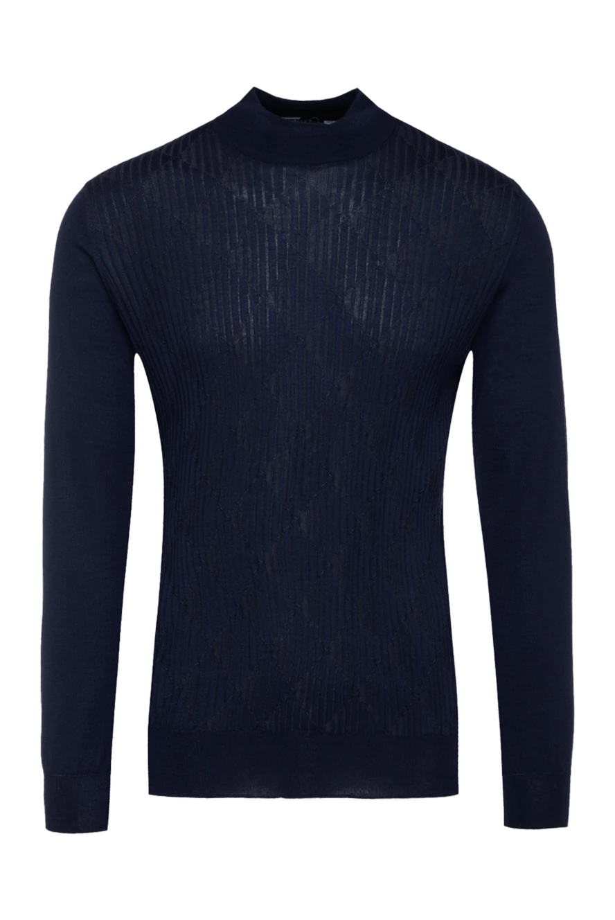 Zilli men's jumper with a high stand-up collar made of cashmere and silk blue 150626 - photo 1